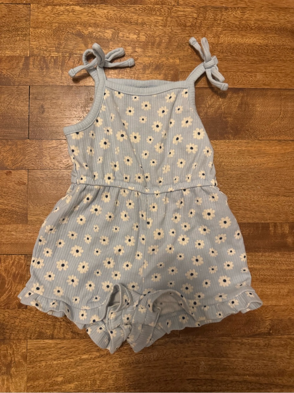 Old Navy Light Blue Daisy Tie-Shoulder Romper